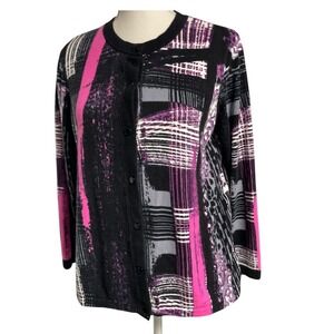 Bob Mackie Wearable Art Button Down Sweater Womens Medium